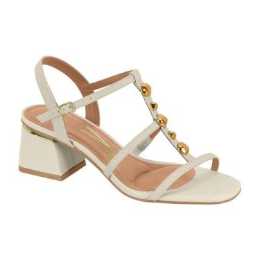 Imagem de Sandália Feminina Vizzano Salto Bloco Strass Off White, Branco off, 37