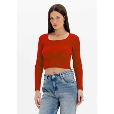 Imagem de Blusa Tricot Cropped Manga Longa-Feminino