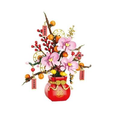 Imagem de Modelo De Blocos De Montar De Bonsai De Flor De Ameixa Em Vaso, Criati