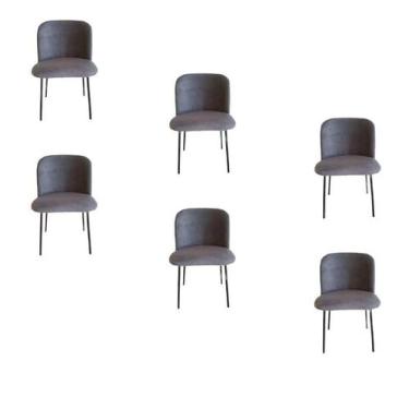 Imagem de Kit 6 Cadeiras Elara Para Sala Mesa de Jantar Moderna com Base de Ferr