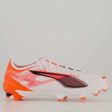 Imagem de Chuteira Puma Ultra 5 Ultimate FG Campo Branco e Laranja-Masculino