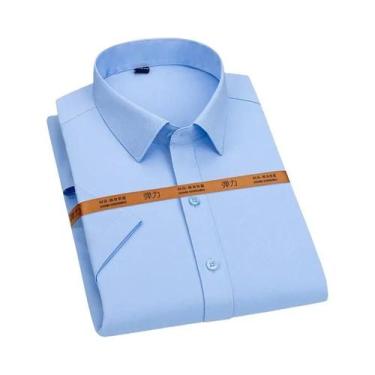 Imagem de Camisa Masculina Slim Fit De Manga Curta, Cor Sólida, Sem Necessidade 