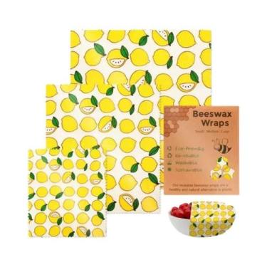 Imagem de Conjunto De 3 Envoltórios De Alimentos Em Cera De Abelha Com Padrão De