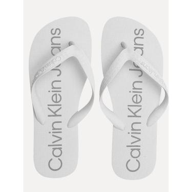 Imagem de Chinelo Calvin Klein Jeans Silk Grey Logo Básico Branco-Masculino