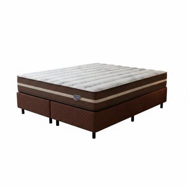Imagem de Conjunto Box Casal Ecoflex King Size 68x193x203cm Marrom/marrom