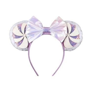 Imagem de Tiara De Natal Com Lantejoulas Em Forma De Floco De Neve Do Mickey Mou