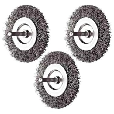 Imagem de Kit 3 Escova De Aço Circular 75mm Com Haste Escova de Aço - Rayco
