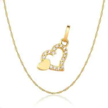 Imagem de Cordão Feminino Ouro 18k Com Pingente Coração - Dream Factory Jóias