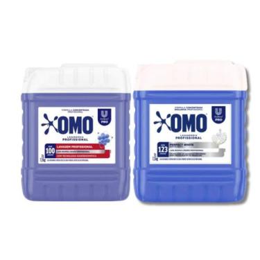 Imagem de Kit Lava Roupas Líquido Perfect White Lavagem Profissional OMO 7 Litro
