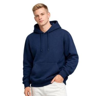 Imagem de Moletom Canguru Blusa de Frio Com Capuz Algodão Inverno Relaxado-Masculino