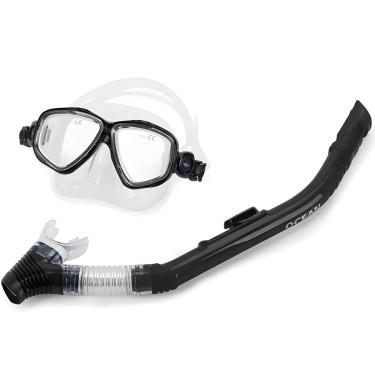 Imagem de Kit Máscara e Snorkel de Mergulho Ocean Preto - Mormaii-Unissex