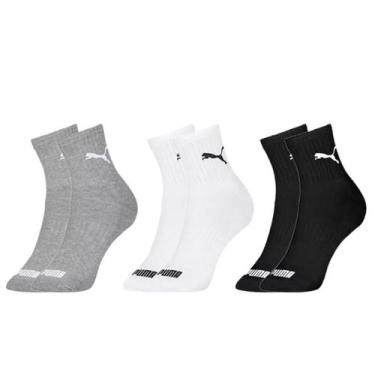 Imagem de Kit 3 Pares Meias Puma Cano Médio Adulto Algodão Original, 39/43, Sort