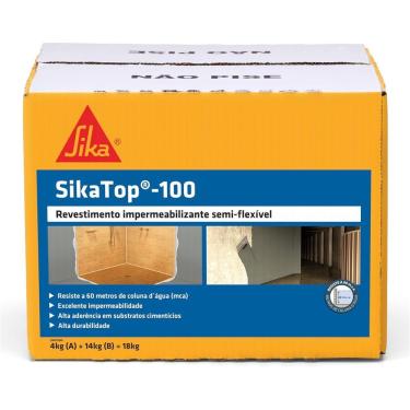 Imagem de Sika - Revestimento Impermeabilizante - Sikatop 100 Cinza - Concreto, Argamassa E Alvenaria – Caixa De 18kg