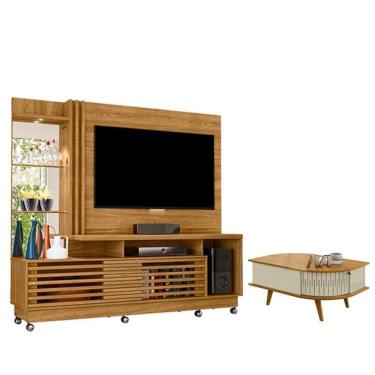 Imagem de Estante Home Theater Frizz Plus Cumaru Com Rodízios Com Mesa De Centro Indianápolis Cum...