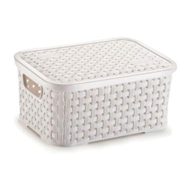 Imagem de Cesto Organizador Rattan para Organização de Pequenos Objetos em Polipropileno com Tamp...
