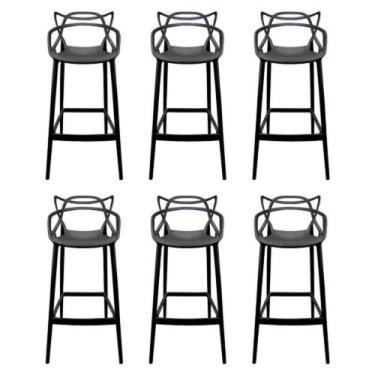 Imagem de Kit - 6 X Banquetas Altas Masters Allegra - Preto - UNIVERSAL MIX