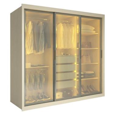 Imagem de Guarda Roupas Casal 3 Portas de Correr Reflecta 4 Gavetas 100% MDF Lux