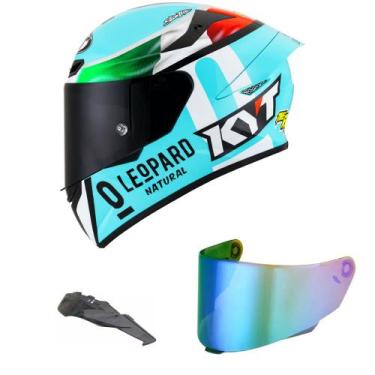Imagem de Capacete Kyt Tt Course Leopard Dennis Fogia Mais Viseira Camaleão e Sp