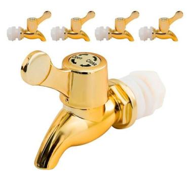 Imagem de Kit 5 Torneiras Para Suqueira Dispenser Plástico Dourada Luxo Filtro C