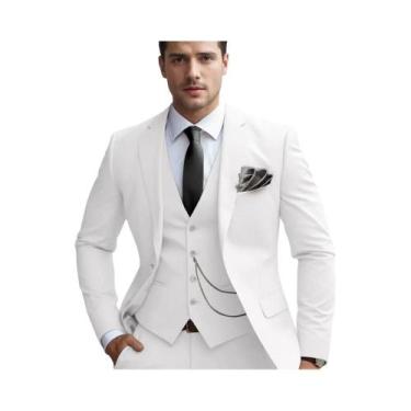 Imagem de Conjunto Masculino Slim Fit De Blazer, Colete E Calça Para Casamento, 