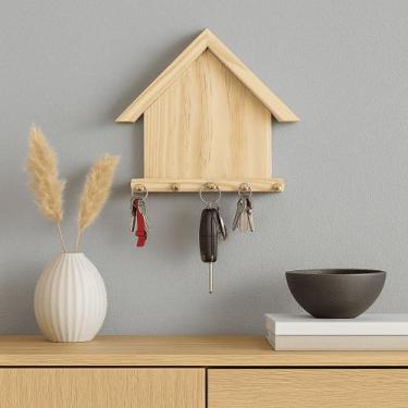 Imagem de Porta Chave Casinha 20CM Madeira Pinus Porta Entrada Resistente Sofist
