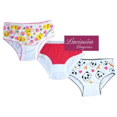 Imagem de KIT com 5 peças - Calcinha Infantil Menina  Tecido 100% algodão, com f