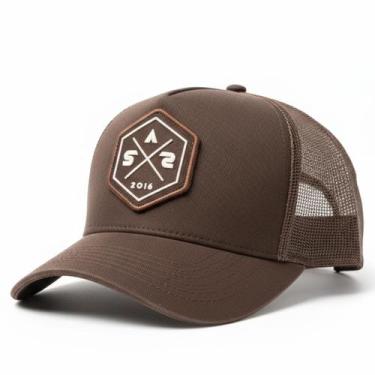 Imagem de Boné Trucker Marrom Sol A Sol Poliéster Ajustável Casual, Marrom