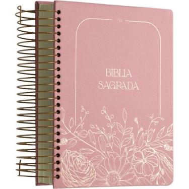 Imagem de Livro - Bíblia NVI com Espaço para Anotações central, Capa dura rosa f