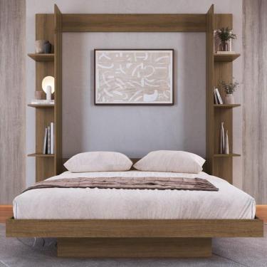 Imagem de Cama De Casal Articulada Com Estante Para Colchão 188x138cm Multimóveis CR40141 Mel