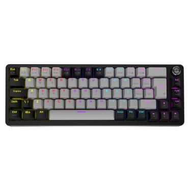 Imagem de Teclado Mecanico Preto E Cinza 65% Pcyes Mecka Black Vulcan  Switch Red Rainbow Com Fio 