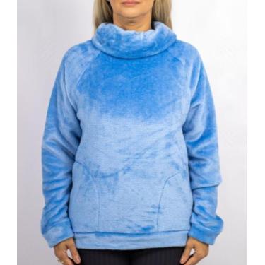 Imagem de Blusão Manga Longa de Fleece Gola Alta - Cia B, Azul celeste, XG