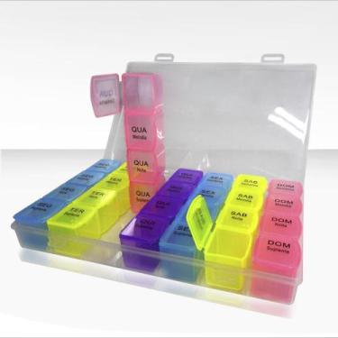 Imagem de Porta Comprimidos Organizador De Pastilhas Semanal Caixa Colorida - Mo