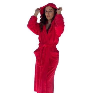 Imagem de Roupão de microfibra fleece - com capuz - Drozzy , Vermelho, GG