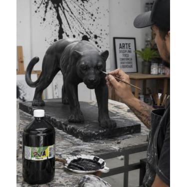 Imagem de Kit 4 Litros Preto Tinta Pva Fosca True Color Gesso Cortiça Mdf - TRUE