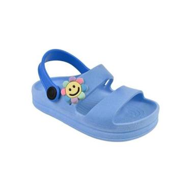 Imagem de Babuche Sandalia Infantil Menina e Menino Flor Azul e Verde Confortáve