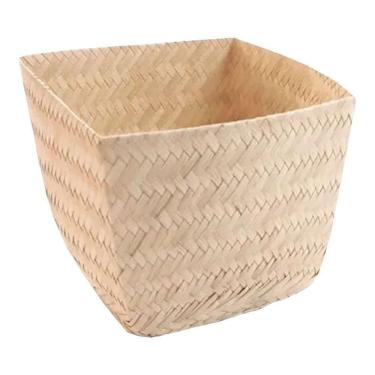 Imagem de Cachepot de Palha Artesanal Redondo 12CM Rattan Rústico Amadeirado Extra Festas