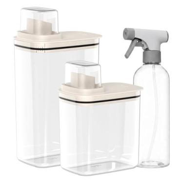 Imagem de Kit Lavanderia 2 Porta Sabão 2,3l 1,5l + Borrifador 500ml Ou