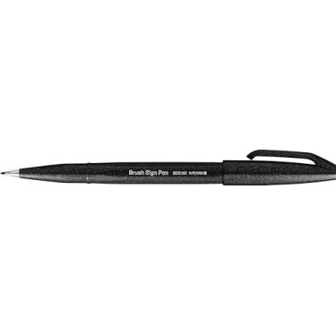 Imagem de Pentel Caneta Fude Touch, preta, com pincelada de feltro (SES15C-A)