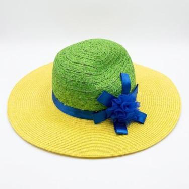 Imagem de Kit 6 Chapéu Praia Brasil com Flor e Laço Cetin - Senhor Preço