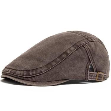 Imagem de Boné Newsboy Retro De Denim Desgastado Primavera Verão Estilo American