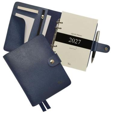 Imagem de Agenda Planner 2027 191-R Personalizada Raffai Couros, Azul Jeans