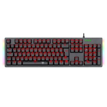 Imagem de T-DAGGER, Teclado Gamer Bermuda Preto Single Color LED Vermelho e Laterais RGB Switch Azul T-TGK312-BL (PT-RED LED)