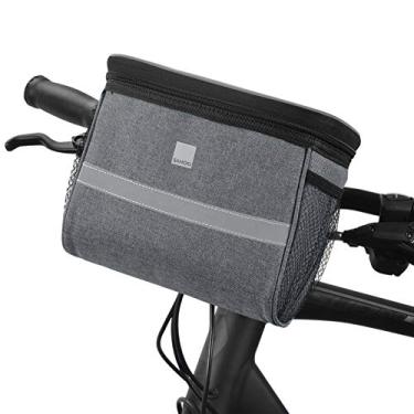 Imagem de yeacher Bolsa de guiador de bicicleta na frente da cesta de bicicleta com malha de isolamento frio e quente para ciclismo Bolsa de armazenamento frontal para telefone bolsa de toque transparente