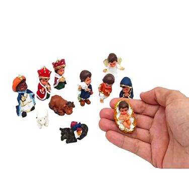 Imagem de Mini Presépio De Natal imagem em Resina Personagem Infantil 11 Peças Decoração Natalina