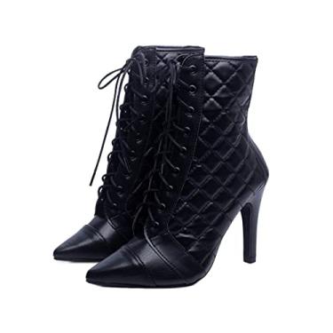 Imagem de Bota Feminina Salto Fino Cano Curto Bico Fino Torricella (36, PRETO)