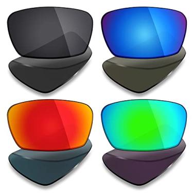 Imagem de Mryok 4 pares de lentes polarizadas de substituição para óculos de sol Oakley Square Whisker – preto furtivo/vermelho/azul gelo/verde esmeralda