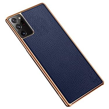 Imagem de Capa para Samsung Galaxy S21/S21 Plus/S21 Ultra, fina de couro PU para negócios elegante com absorção de choque, capa protetora de TPU (poliuretano termoplástico), azul, S21 Ultra de 6,8 polegadas