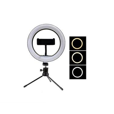 Imagem de Ring Light Led Mesa Iluminador Pequena Tripé 6 Polegada 16cm Com Suporte