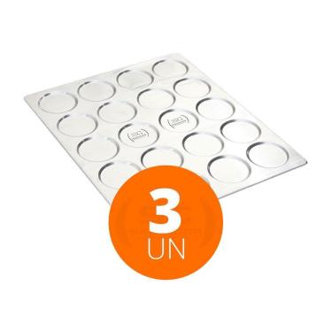 Imagem de KIT - 3 Assadeiras Pão de Hamburguer 20 Cavidades Alumínio 58x70 APH20 - Imeca