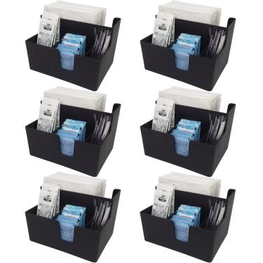 Imagem de Kit 6 Porta Sachês Guardanapos Açúcar Organizadores Bancada Preto